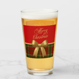 Copo De Pint Elegant Christmas Plaid Glass Cup