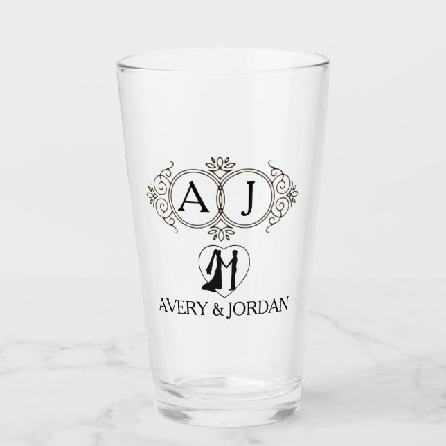 Copo De Pint Elegant Monogram couple initials luxurious style (Frente)