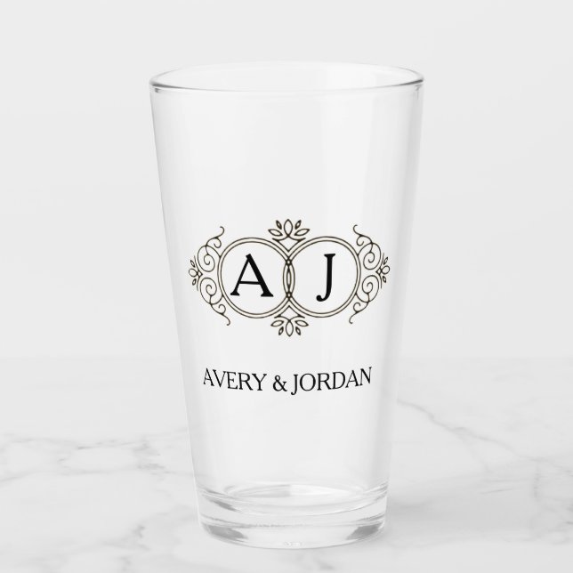 Copo De Pint Elegant Monogram couple initials luxurious style (Frente)