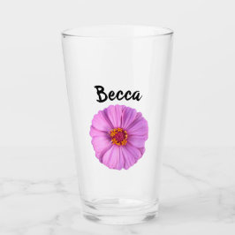 Copo De Pint Elegant Pink Zinnia Flower Personalized