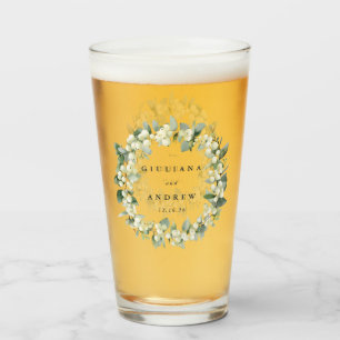 Copo De Pint Elegante Coroa de Noiva de Snowberry+Eucalipto