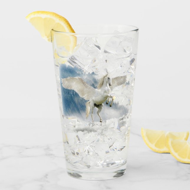 Copo De Pint Elegante Fantasy Pegasus Mythical Flying Unicorn (Gelo frontal)