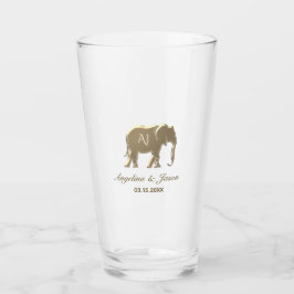 Copo De Pint Elegante Monograma de Ouro Casamento