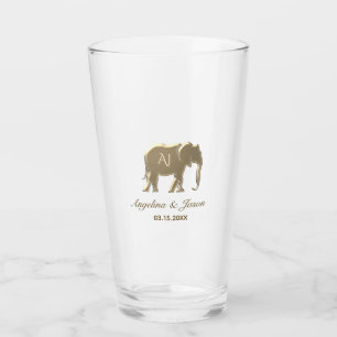 Copo De Pint Elegante Monograma de Ouro Casamento