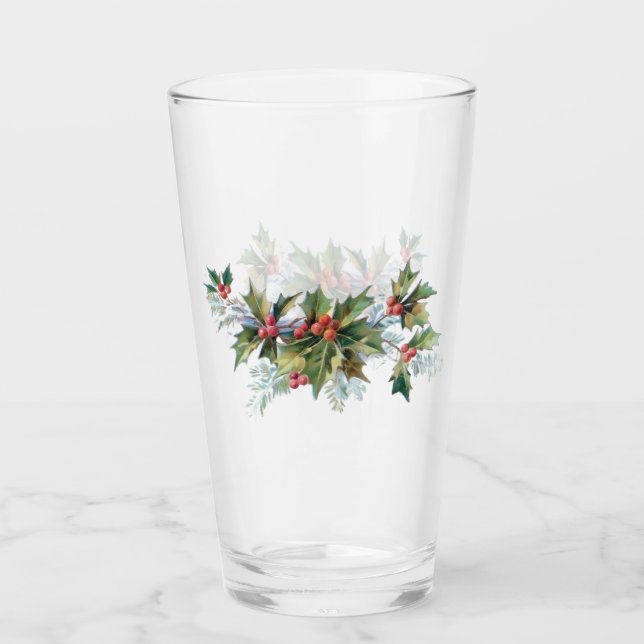 Copo De Pint Elegante Vintage Holly e Pine (Frente)