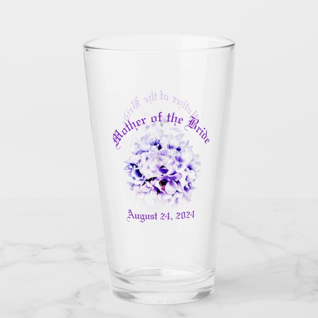 Copo De Pint Elegante Violetas Mãe da Noiva (Frente)