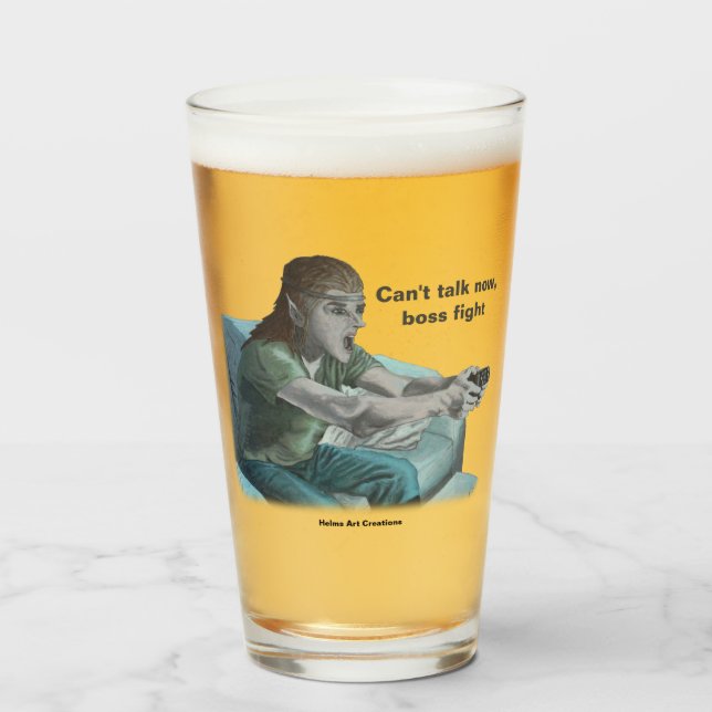 Copo De Pint Elf Video Gamer Boss Luta Fantasy Art Cup (Frente (Preenchido))