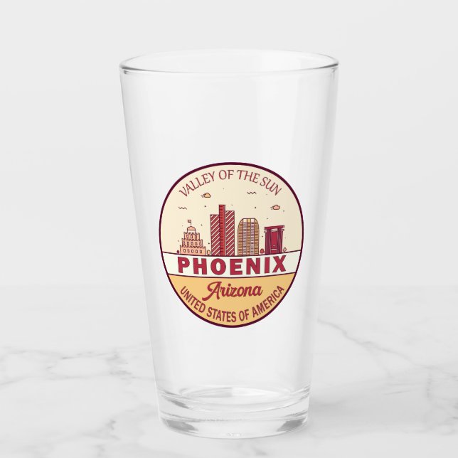 Copo De Pint Emblem Skyline da Cidade de Phoenix Arizona (Frente)