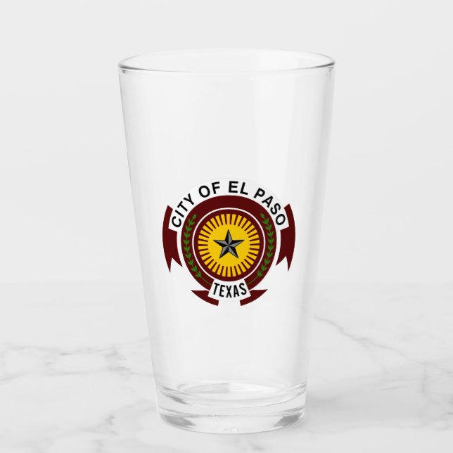 Copo De Pint Emblema da Cidade de El Paso, Texas em Vidro (Frente)