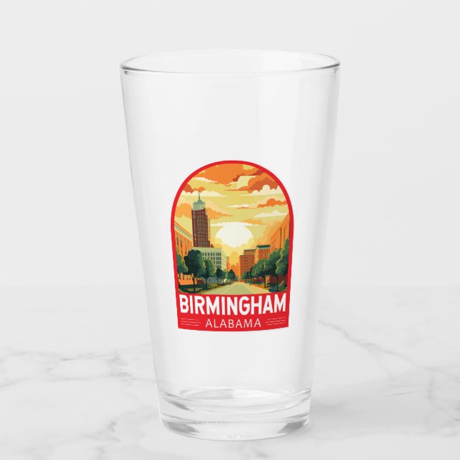 Copo De Pint Emblema de Arte de Viagem de Birmingham Alabama (Frente)