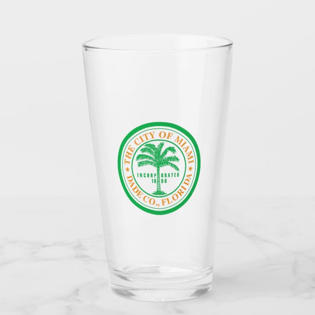 Copo De Pint Emblema de Miami, Florida Glass (Frente)