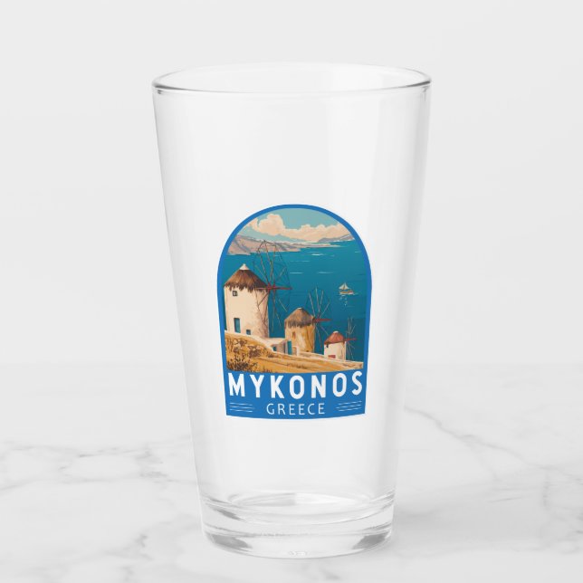 Copo De Pint Emblema de Viagem de Grécia do Mykonos (Frente)