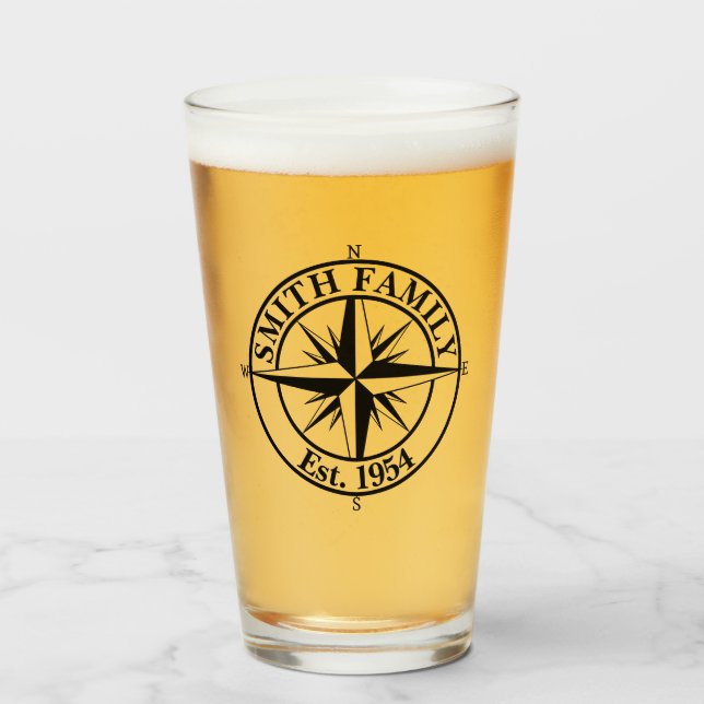 Copo De Pint Emblema personalizável do monograma de estrela de  (Frente (Preenchido))