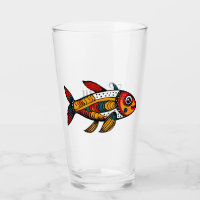 Enfeição de peixe de desenho animado, colorido e b