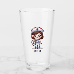 Copo De Pint Enfermeira de manga bonita com olhos castanhos de
