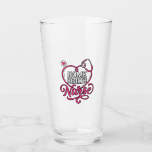 Copo De Pint Enfermeira Domiciliar Camisa com Estetoscópio Rosa