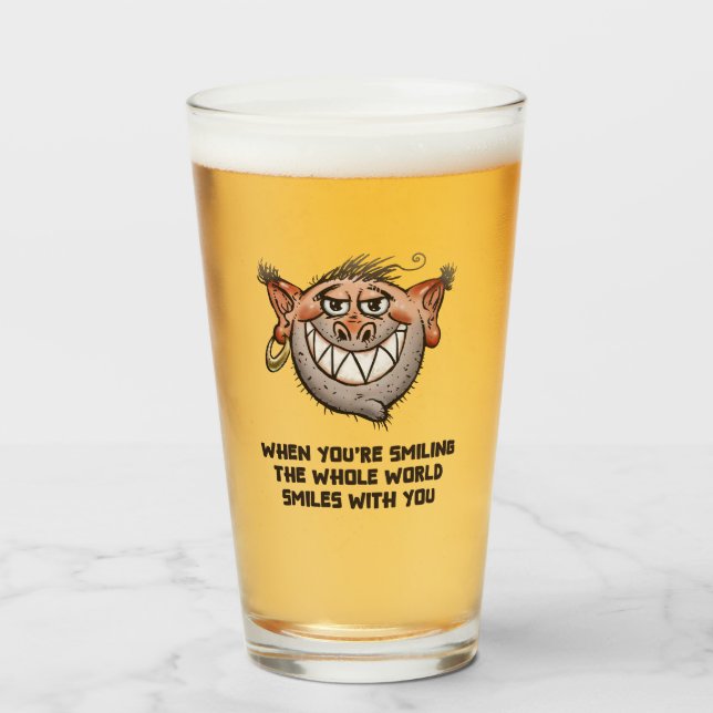 Copo De Pint Engraçado (Frente (Preenchido))