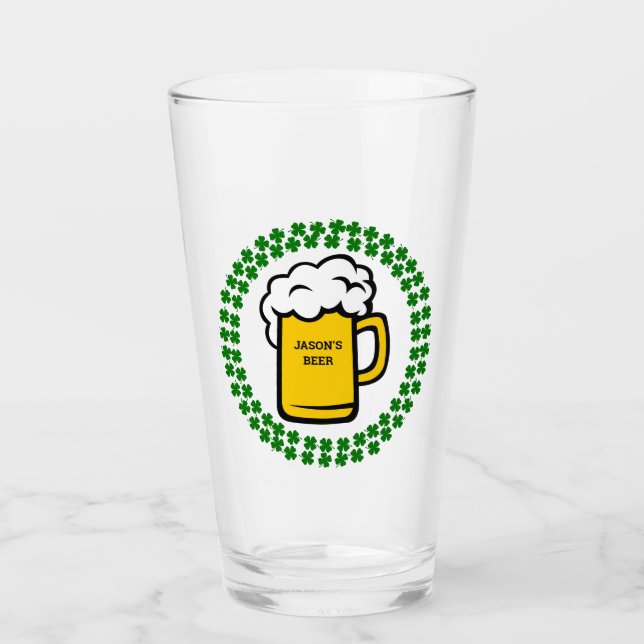 Copo De Pint Engraçado 4 Leaf Clover Beer (Frente)