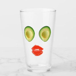 Copo De Pint Engraçado Avocado Face Verde Vermelho 4Michelle