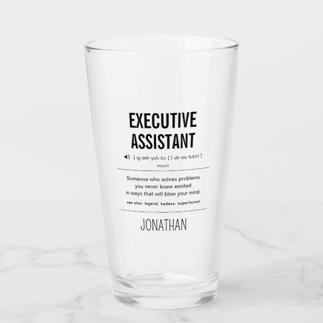 Copo De Pint Engraçado do Assistente Executivo Personalizado (Frente)