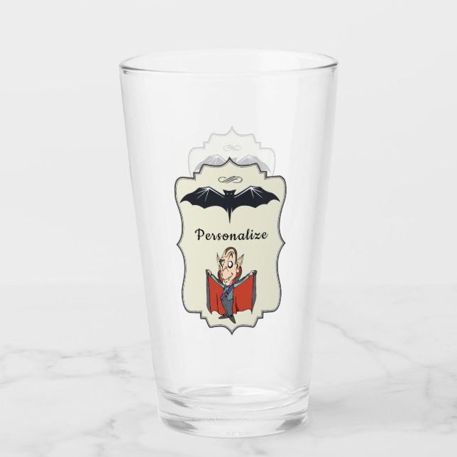 Copo De Pint Engraçado Dracula Bat Halloween Bebendo Personaliz (Frente)