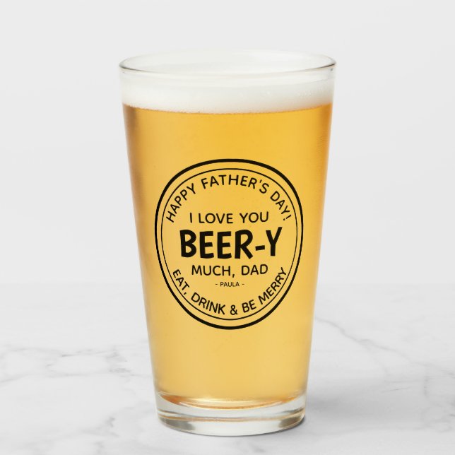 Copo De Pint Engraçado, Eu Te Amo Muito, Pai (Frente (Preenchido))