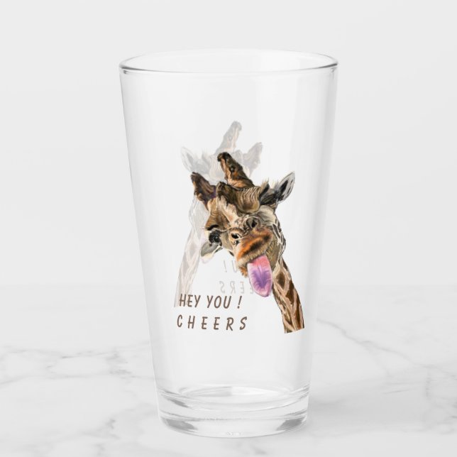 Copo De Pint Engraçado Girafa Glass Saúde - Texto Personalizado (Frente)