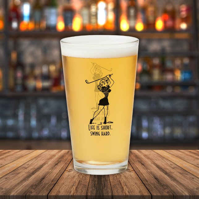 Copo De Pint Engraçado Golfer Life Dizendo Estilo Retro (Criador carregado)