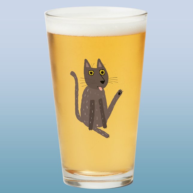 Copo De Pint Engraçado Humor de Gato (Funny cat yoga humor beer glass)