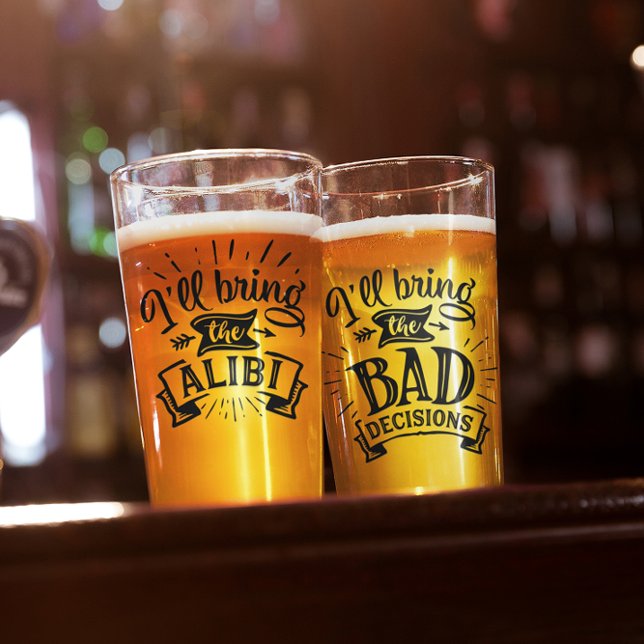 Copo De Pint Engraçado Irei Trazer As Más Decisões (Criador carregado)