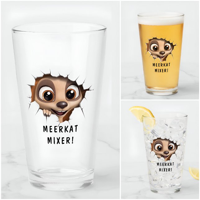 Copo De Pint Engraçado Novelty Cartoon Meerkat Glass Long Name (Criador carregado)
