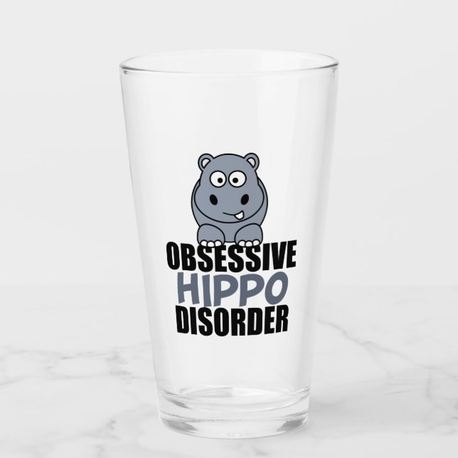 Copo De Pint Engraçado Obsessivo Disfunção Hippo (Frente)