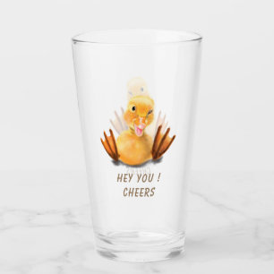 Copo De Pint Engraçado Pato Amarelo Reproduzindo Piscar os olh