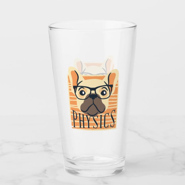 Copo De Pint Engraçado PHYSICS Francês Bulldog Science Professo (Frente)