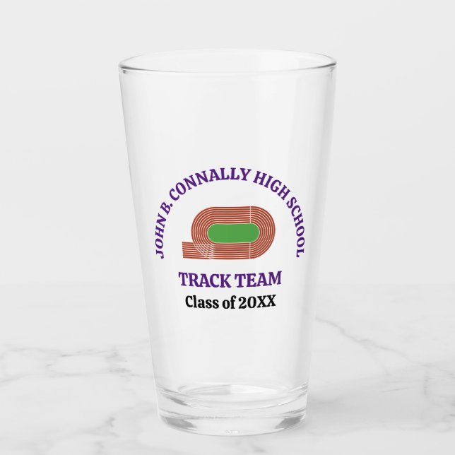 Copo De Pint Equipe de corrida de trilha roxa personalizada par (Frente)
