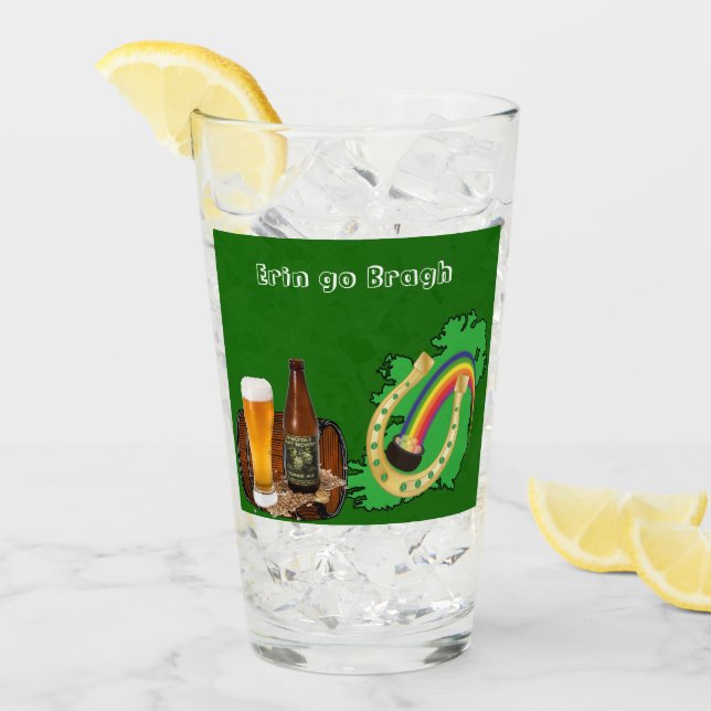 Copo De Pint Erin Go Bragh Saint Patrick's Day Irish Beer Glass (Gelo frontal)