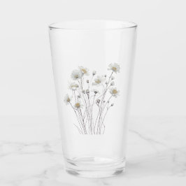 Copo De Pint Esboço Botânico de Flor Silvestre Delicada