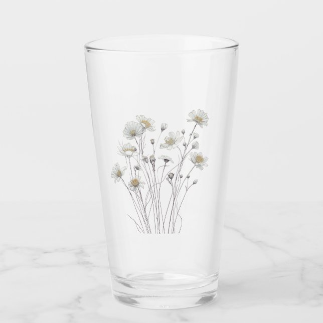 Copo De Pint Esboço Botânico de Flor Silvestre Delicada (Frente)