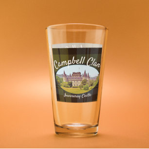 Copo De Pint Escocês Campbell Clan Castle Tartan Family Glass