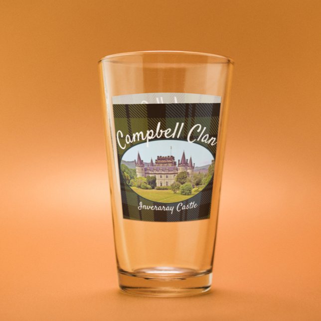 Copo De Pint Escocês Campbell Clan Castle Tartan Family Glass (Criador carregado)