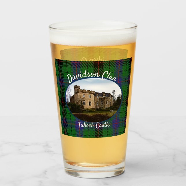 Copo De Pint Escocês Davidson Clan Castle Tartan Family Glass (Frente (Preenchido))