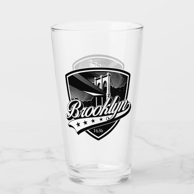 Copo De Pint Escudo do Brooklyn com Design Swoosh (Frente)