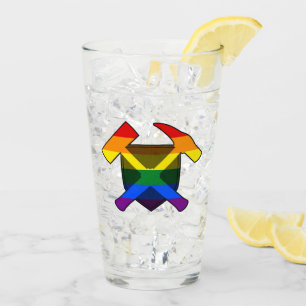 Copo De Pint Escudo do Martelo do Rock - Bandeira do Arco-Íris 