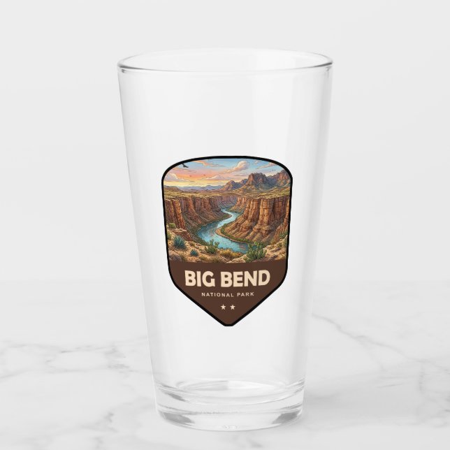 Copo De Pint Escudo do Parque Nacional Big Bend (Frente)