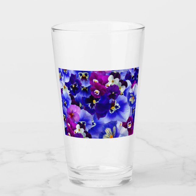 Copo De Pint Esquema de Flor Azul (Frente)