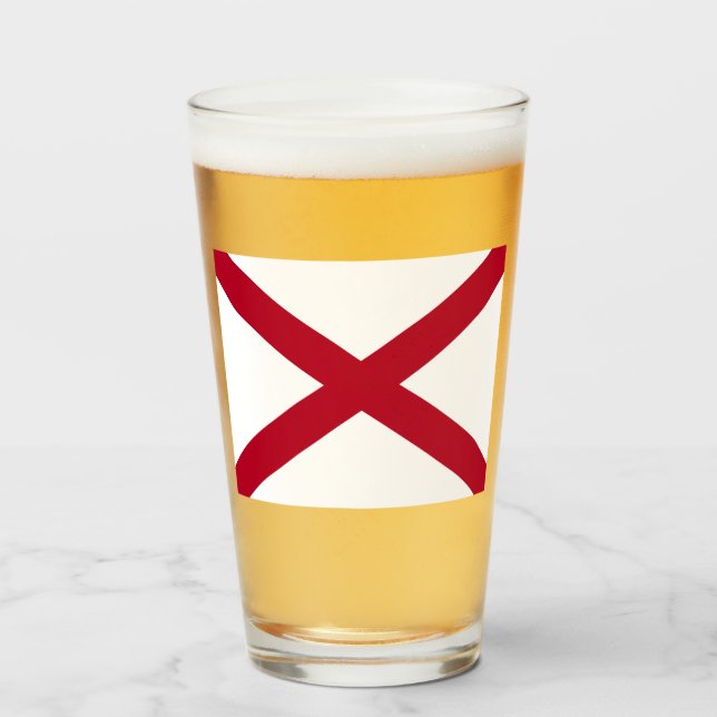 Copo De Pint Estado da bandeira do Alabama (Frente (Preenchido))