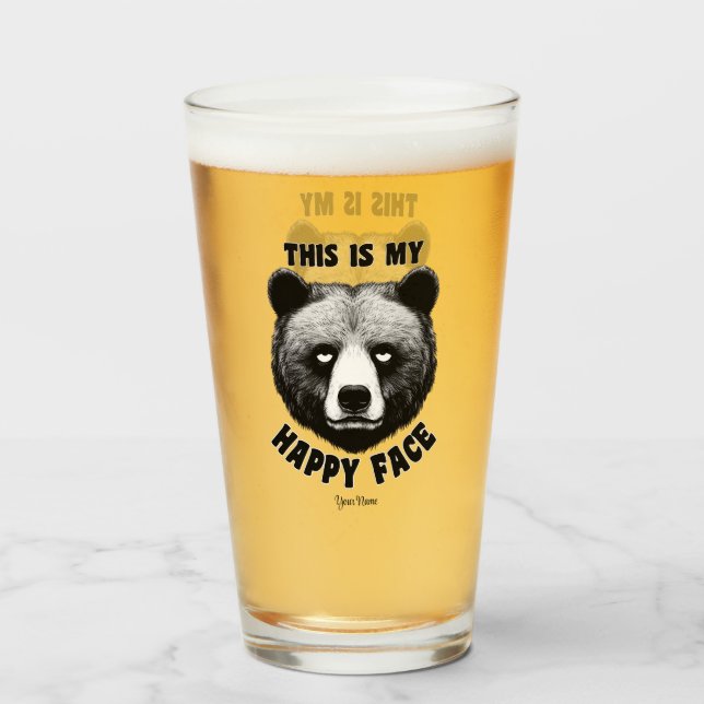 Copo De Pint Este é o meu rosto feliz - Urso (Frente (Preenchido))