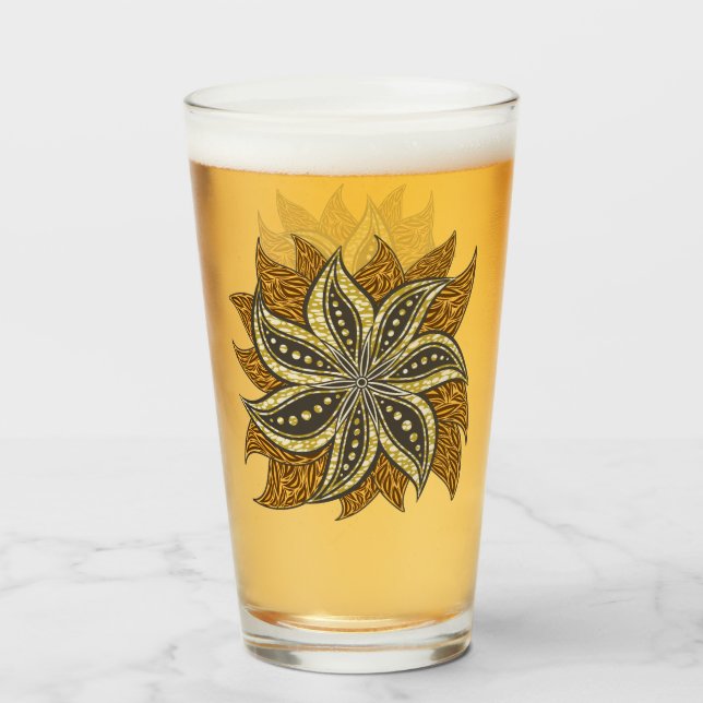 Copo De Pint Estilo de Batik Floral Abstrato africano (Frente (Preenchido))