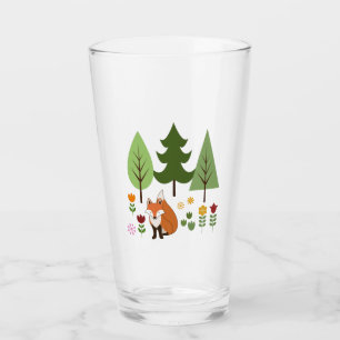 Copo De Pint Estilo escandinavo Fox Flowers Trees Ilustração