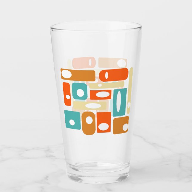 Copo De Pint Estilo turquesa laranja geométrico de meados do sé (Frente)
